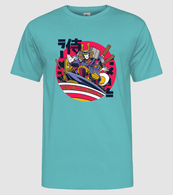 Samurai Ramen Surf model turcoaz pe tricou