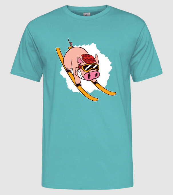 Porcușor schior model turcoaz pe tricou