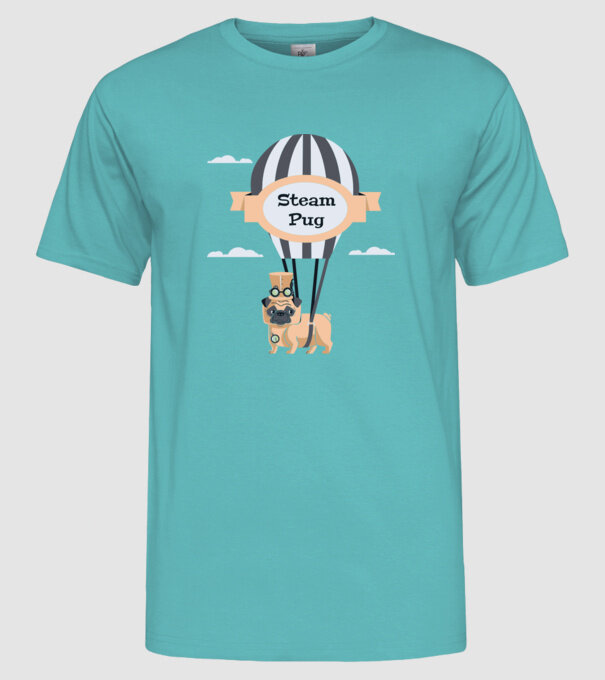 Steampug - mops model turcoaz pe tricou
