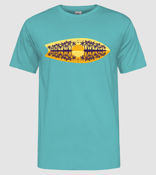 Surfboard model turcoaz pe tricou
