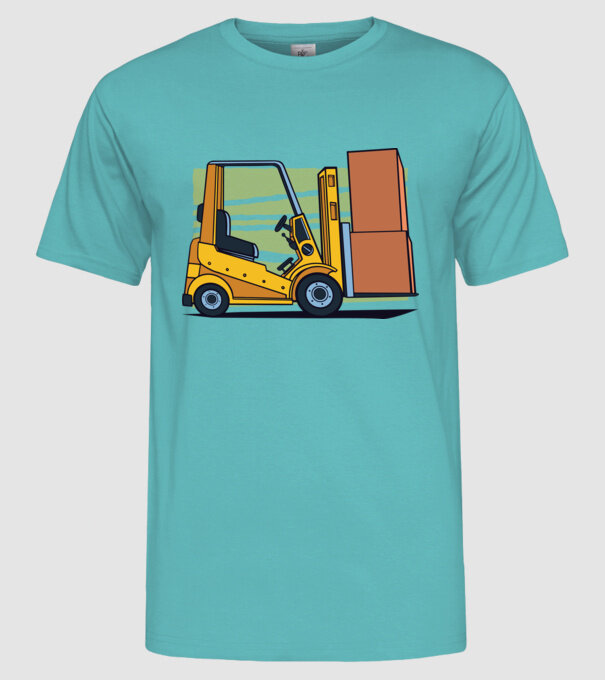 Stivuitor model turcoaz pe tricou