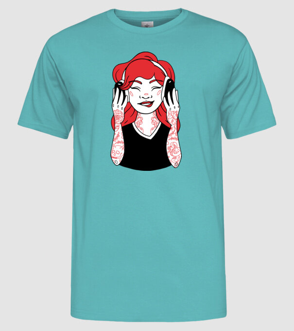 Fată Gamer tatuată model turcoaz pe tricou