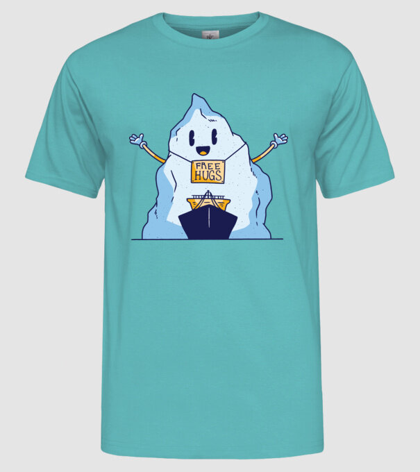 Titanic Iceberg Free Hugs model turcoaz pe tricou