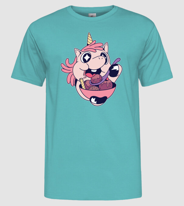 Unicorn Înghețată model turcoaz pe tricou