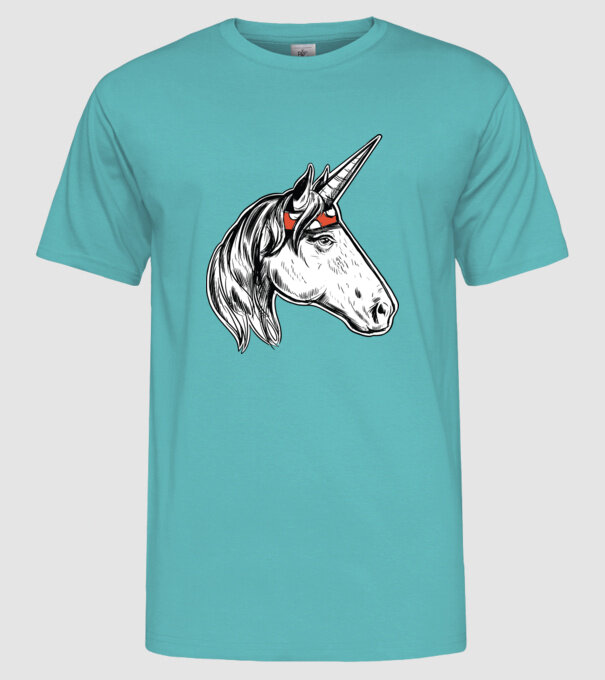 Cal Unicorn model turcoaz pe tricou