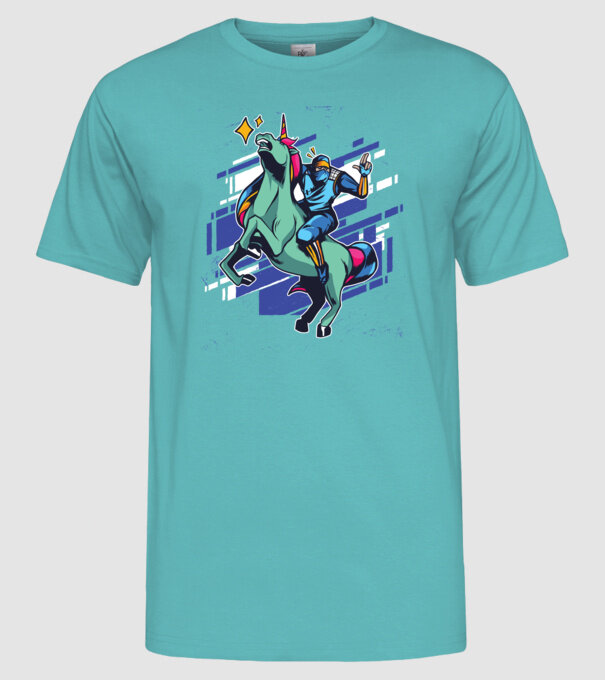 Unicorn Ninja model turcoaz pe tricou