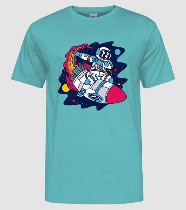 Astronaut DAB model turcoaz pe tricou