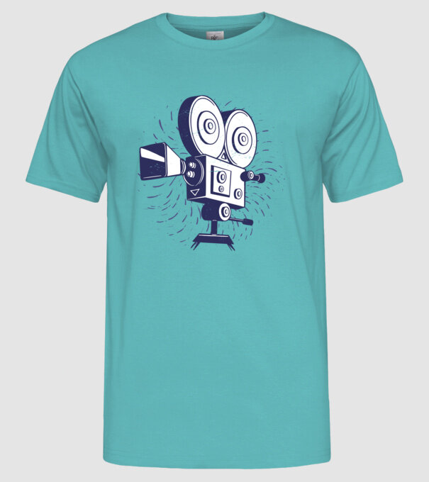 Camera video retro Vintage model turcoaz pe tricou