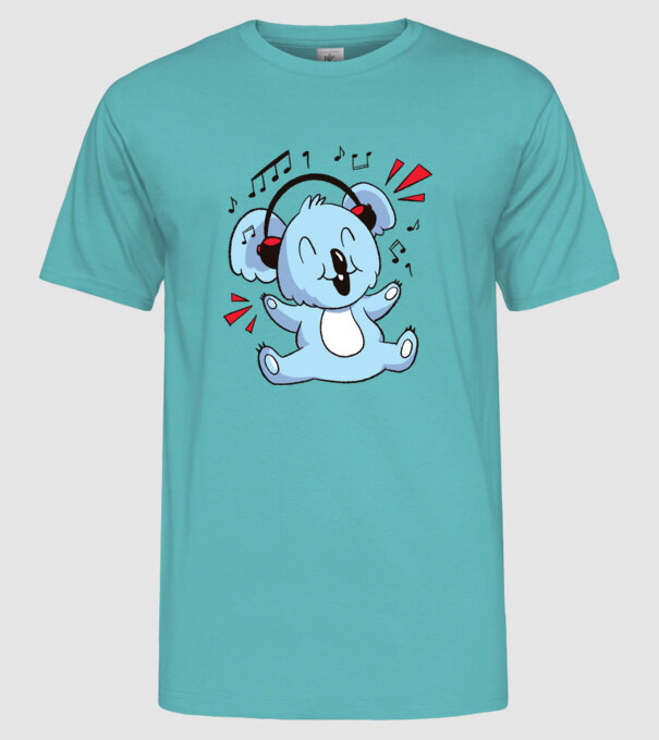 Koala iubitor de muzică model turcoaz pe tricou