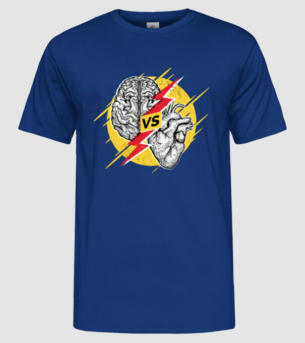 Creier vs. Inimă - Rațiune contra inimă model albastru regal pe tricou
