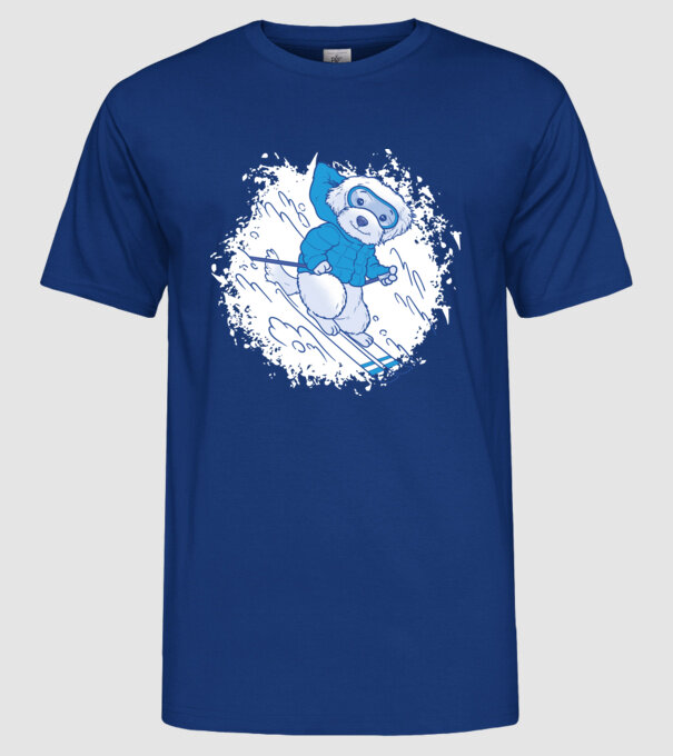 Câine drăguț schiind model albastru regal pe tricou