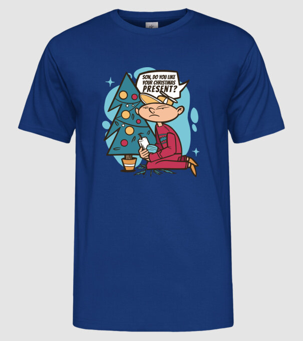 Cadouri de Crăciun model albastru regal pe tricou