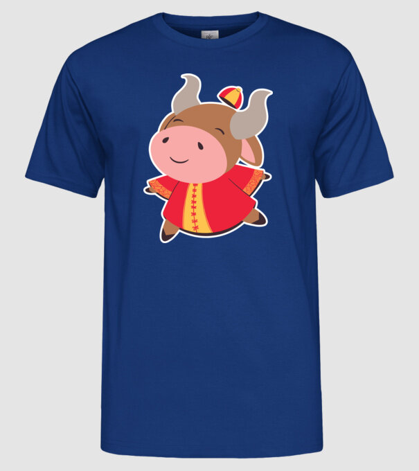 Anul chinezesc - Anul Bivolului model albastru regal pe tricou