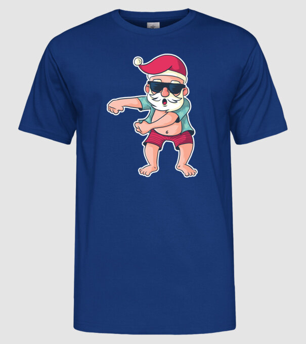 Moș Crăciun dans Floss DAB model albastru regal pe tricou