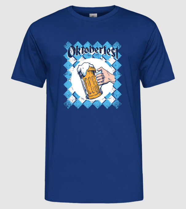 Tricou cu bere Oktoberfest model albastru regal pe tricou