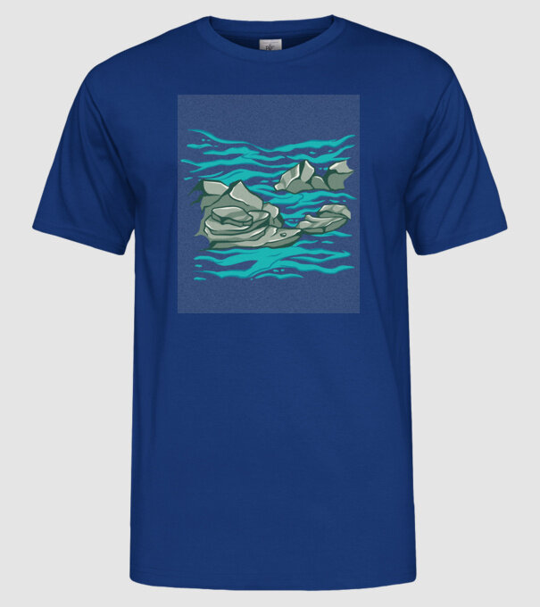 Oceanul cu Stânci model albastru regal pe tricou