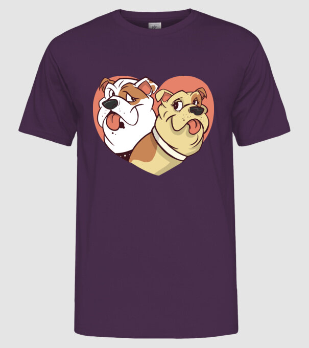 Dragoste Bulldog model mov pe tricou