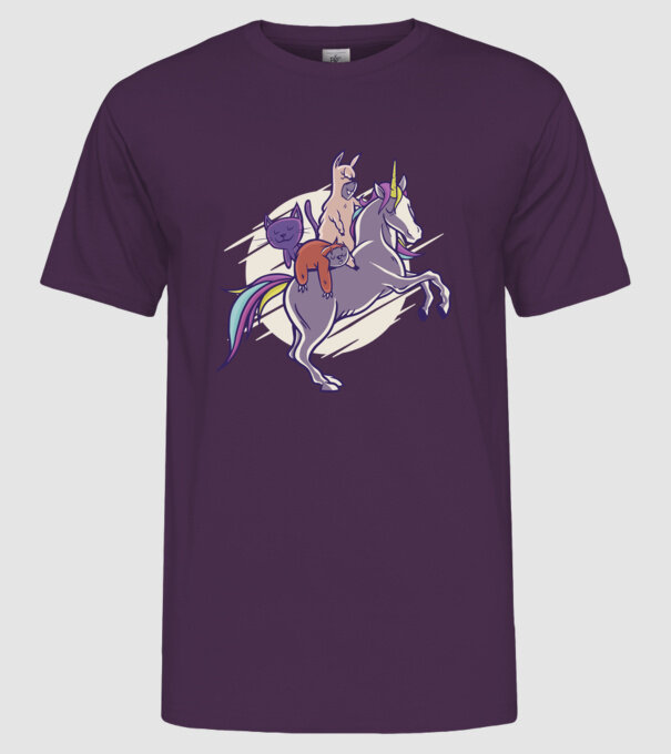 Animale drăguțe pe Unicorn model mov pe tricou