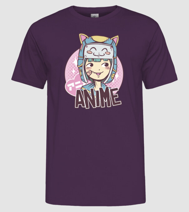Fată drăguță Anime model mov pe tricou