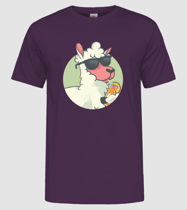 Lama drăguț cu cocktail tricou amuzant model mov pe tricou