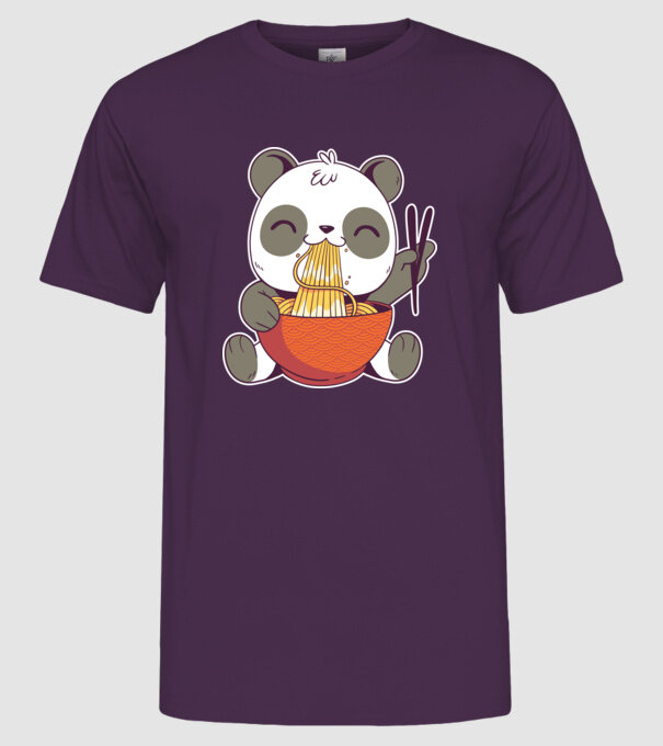 Panda drăguț cu paste model mov pe tricou