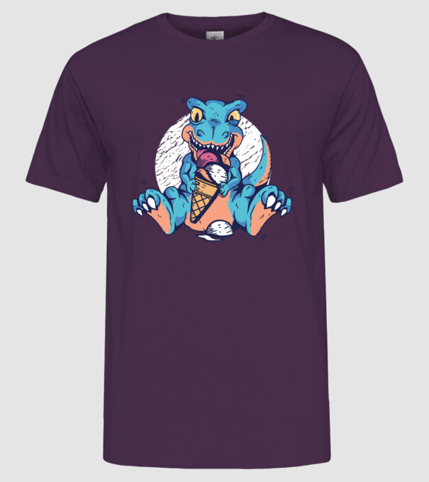 T-rex drăguț cu înghețată model mov pe tricou