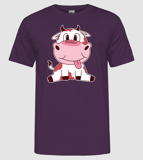 Vacă drăguță model mov pe tricou