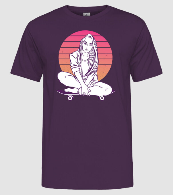 Fată Skateboarder model mov pe tricou