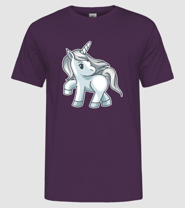 Unicorn de argint model mov pe tricou