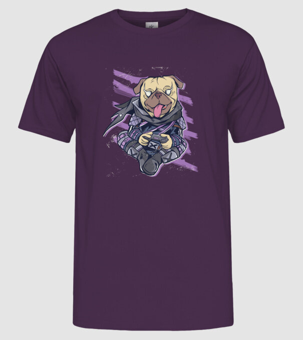 Mops Gamer model mov pe tricou