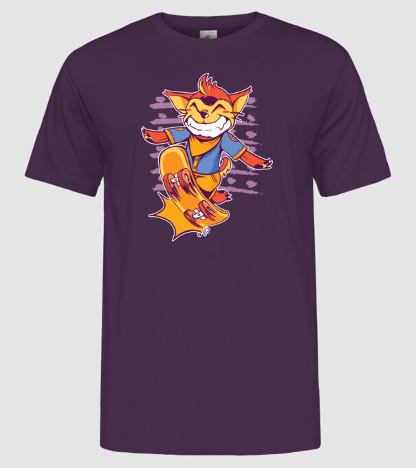 Vulpe Skateboarder model mov pe tricou