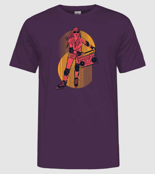 Fată skate model mov pe tricou