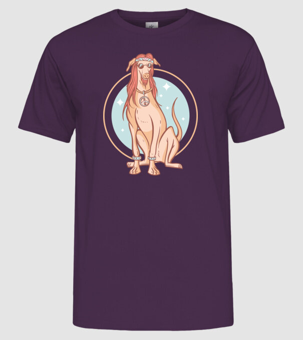 Câine Ogar Hippy model mov pe tricou