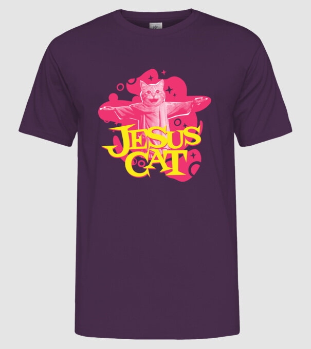 Jesus Cat model mov pe tricou