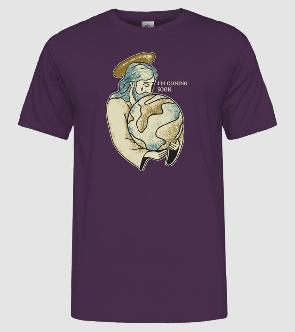 Jesus is coming soon - Isus vine în curând model mov pe tricou