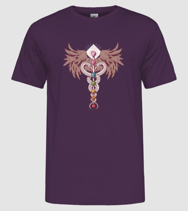 Chakra yoga model mov pe tricou