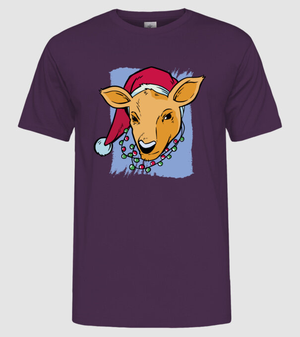 Cerb de Crăciun model mov pe tricou