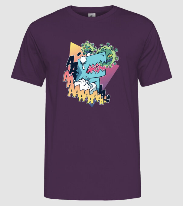 Covid Dino model mov pe tricou