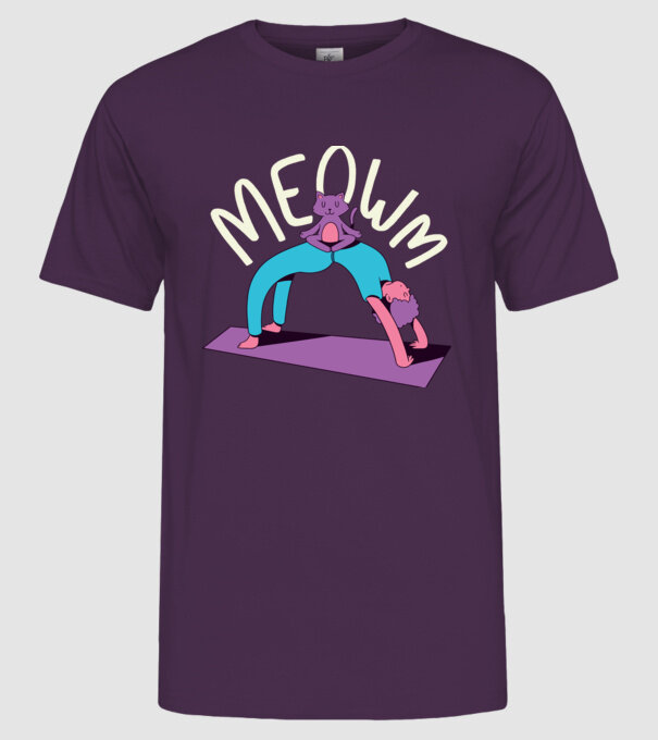 Meowm - Pisică Yoga model mov pe tricou