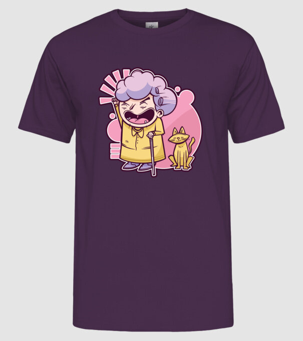 Bunică cu pisică model mov pe tricou