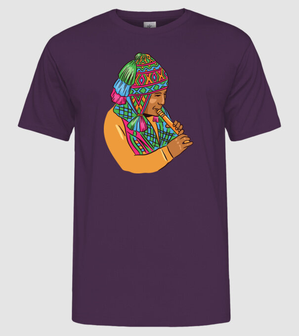 Muzician peruan indigen model mov pe tricou