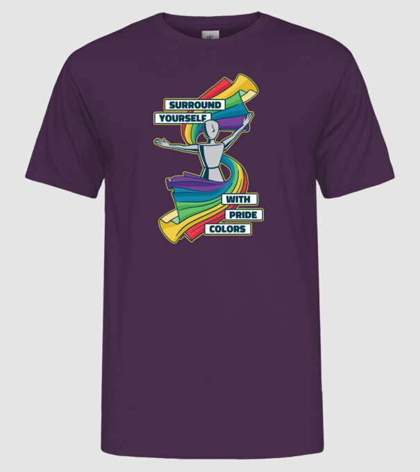 Pride cu curcubeu model mov pe tricou