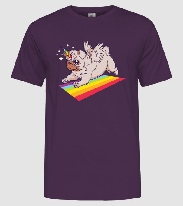 Pugicorn - mops unicorn model mov pe tricou