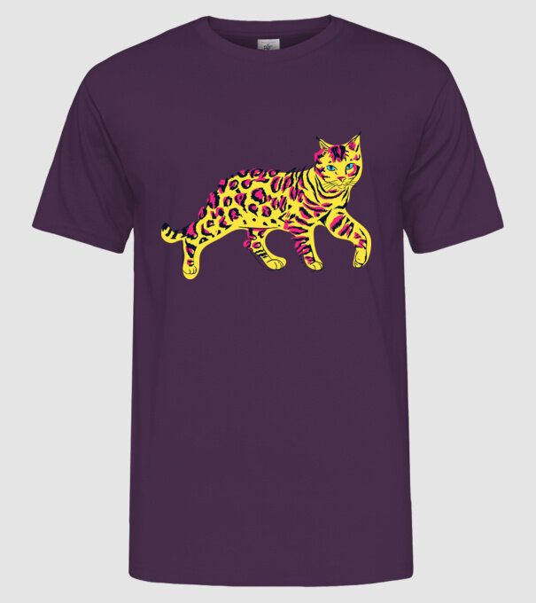 Pisică Abstract colorat model mov pe tricou