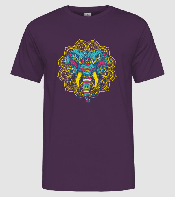 Elefant Mandala Colorat model mov pe tricou