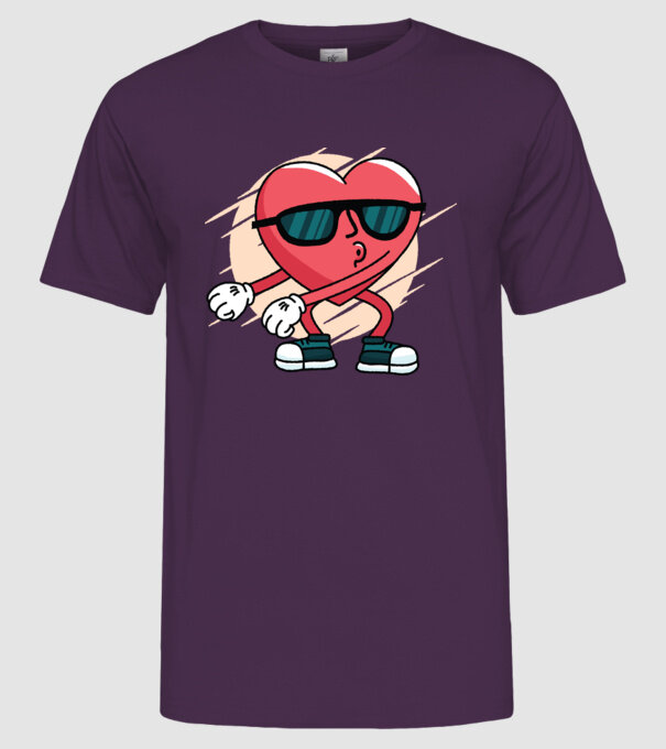 Inimă DAB Floss Heart tricou model mov pe tricou