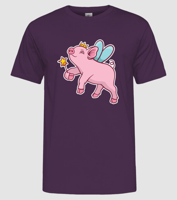 Porcușor zână model mov pe tricou