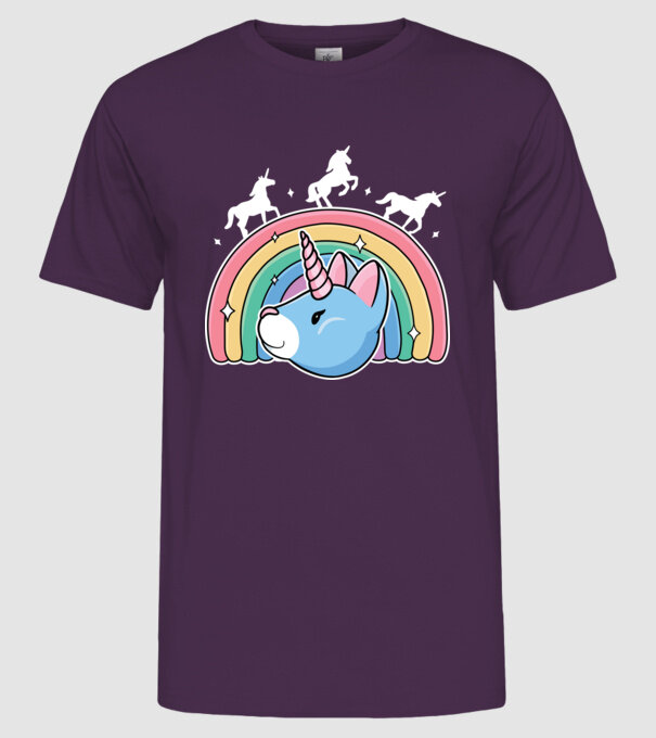 Pisică Unicorn model mov pe tricou