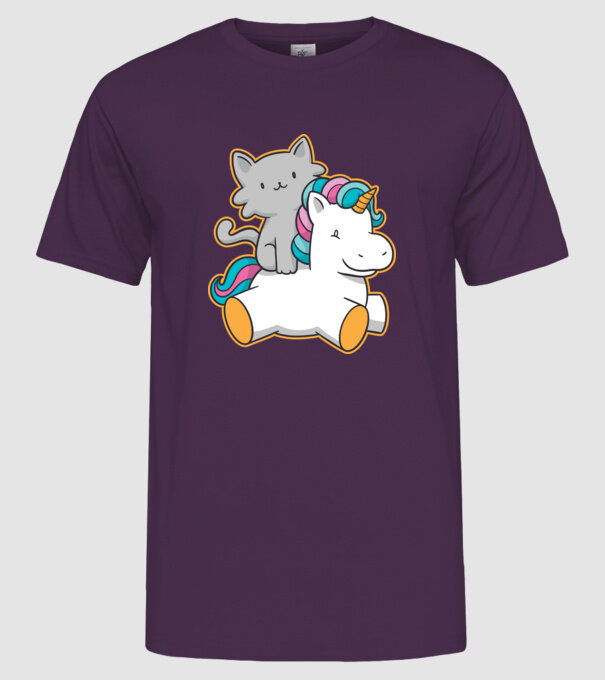 Unicorn Cu pisică model mov pe tricou
