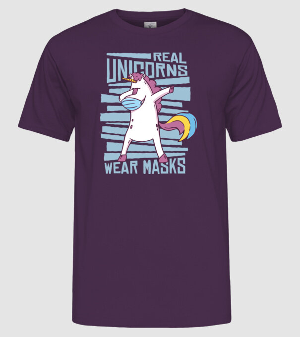 Unicorn DAB Mască model mov pe tricou